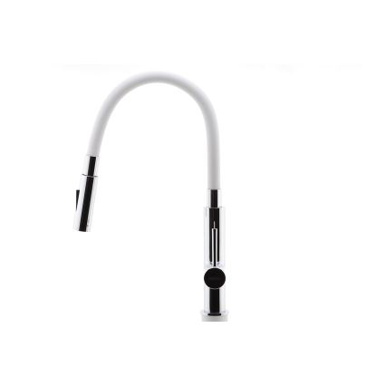 FERRO - Mosogató csap rugalmas karral fényezett króm/fehér
