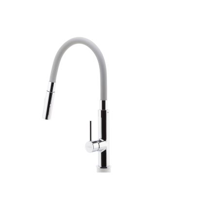 FERRO - Mosogató csap rugalmas karral fényezett króm/szürke