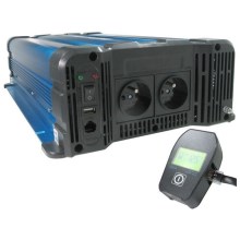 Feszültság átalakító 3000W/12/230V + vezetékes távirányító