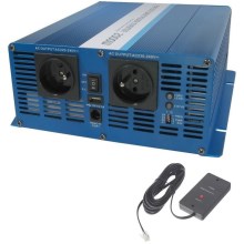 Feszültség átalakító 2000W/12V/230V + vezetékes távirányító