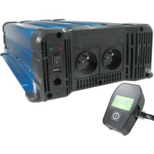 Feszültség átalakító 3000W/24V/230V + vezetékes távirányító