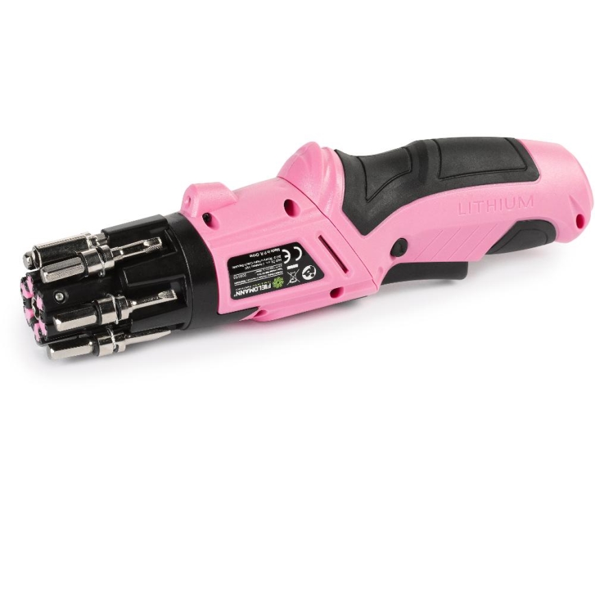 Fieldmann - Akkumulátoros csavarhúzó 3,6 V, 1300 mAh, rózsaszín