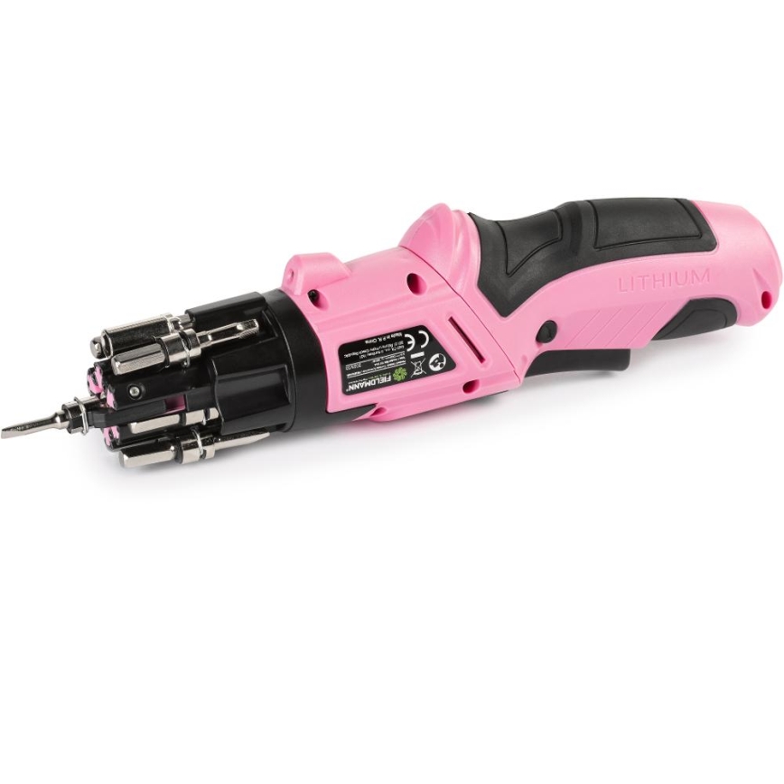 Fieldmann - Akkumulátoros csavarhúzó 3,6 V, 1300 mAh, rózsaszín