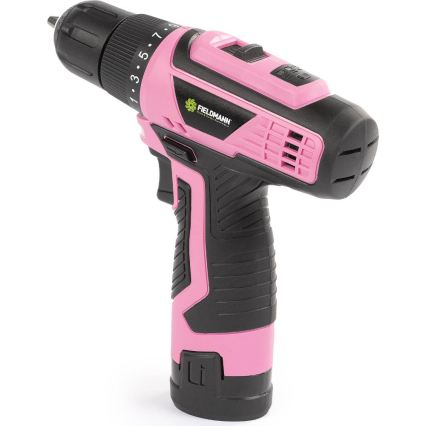 Fieldmann - Akkumulátoros fúró 12V 1500 mAh rózsaszín/fekete