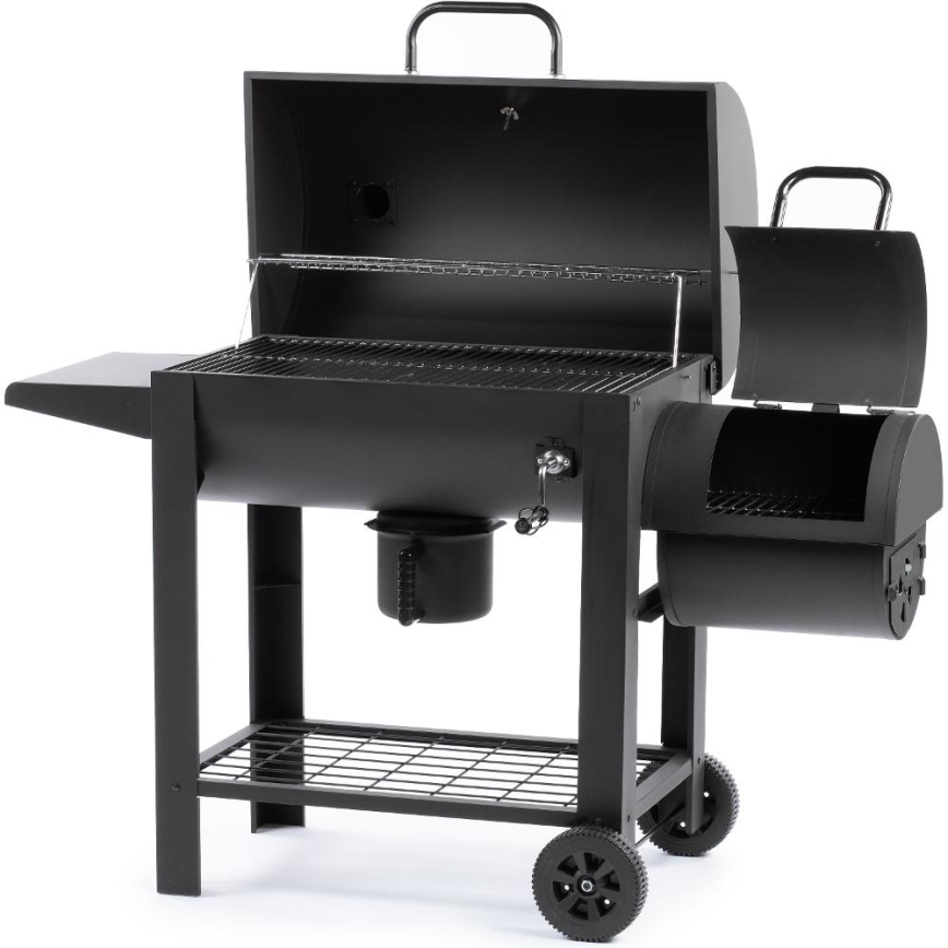 Fieldmann - Faszén grill füstölővel fekete