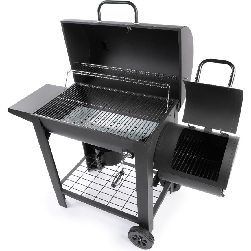 Fieldmann - Faszén grill füstölővel fekete