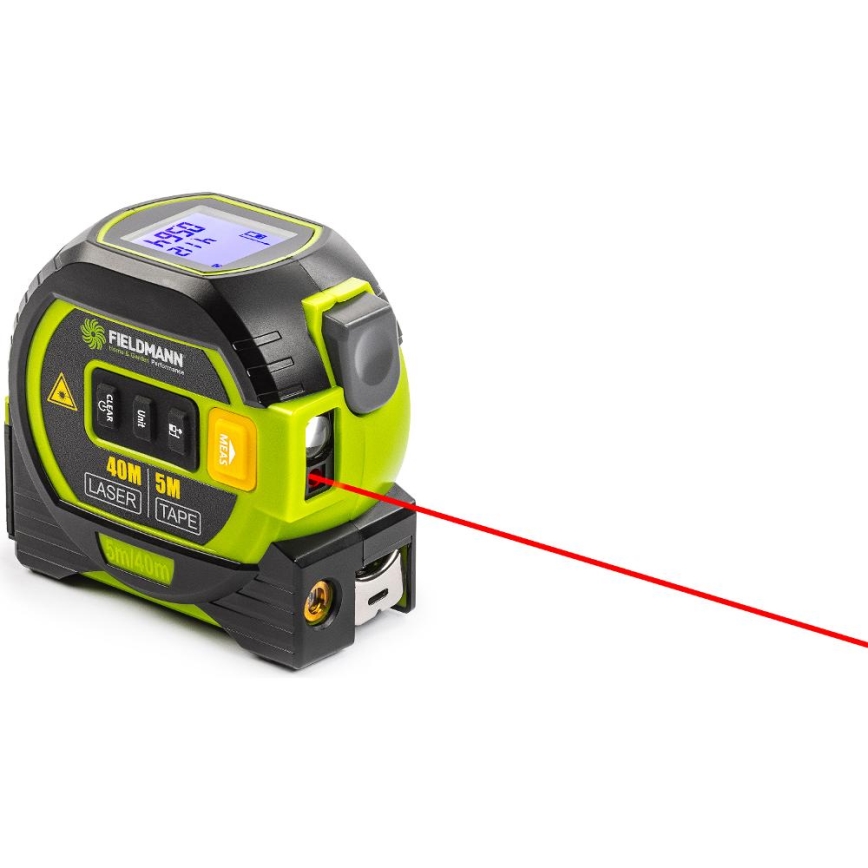 Fieldmann - Lézeres távolságmérő LED kijelzővel és rulettmérővel 2xAA