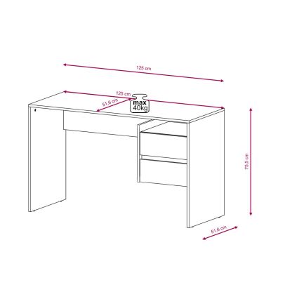 Fiókos íróasztal MARLO beton szürke/fehér