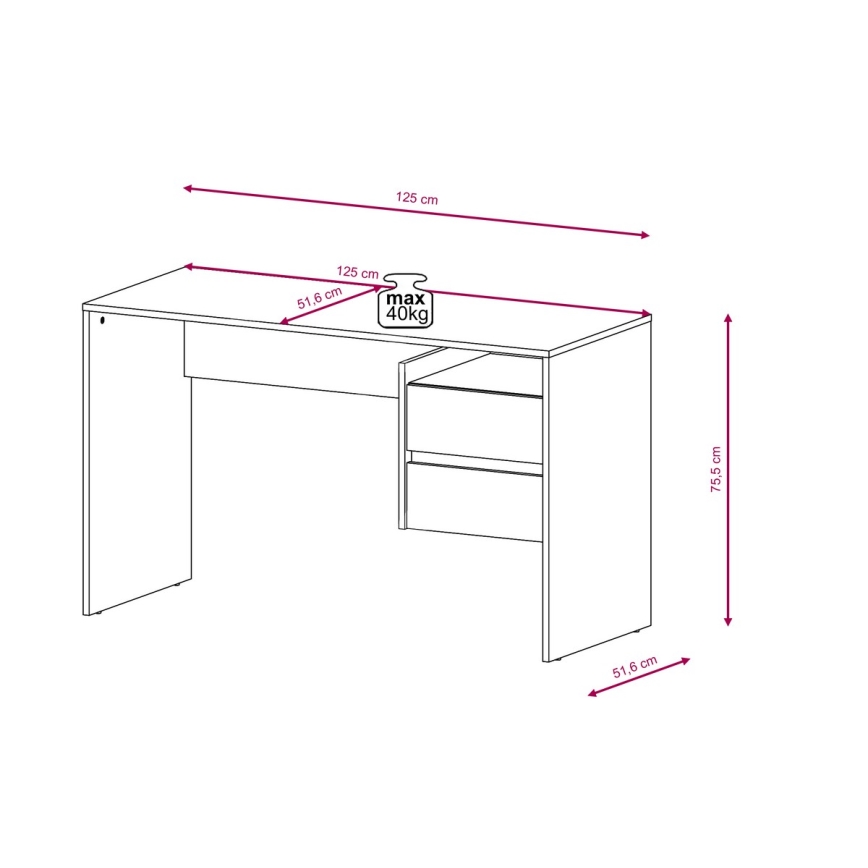 Fiókos íróasztal MARLO beton szürke/fehér