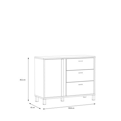 Fiókos komód OREN barna/fekete