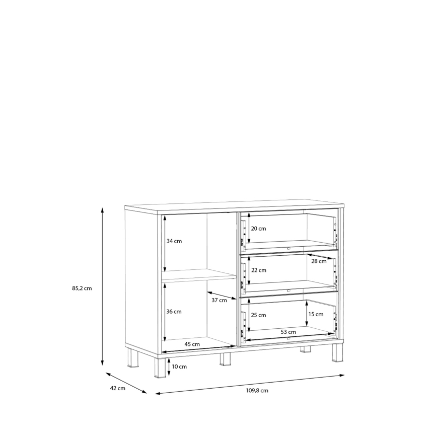 Fiókos komód OREN barna/fekete