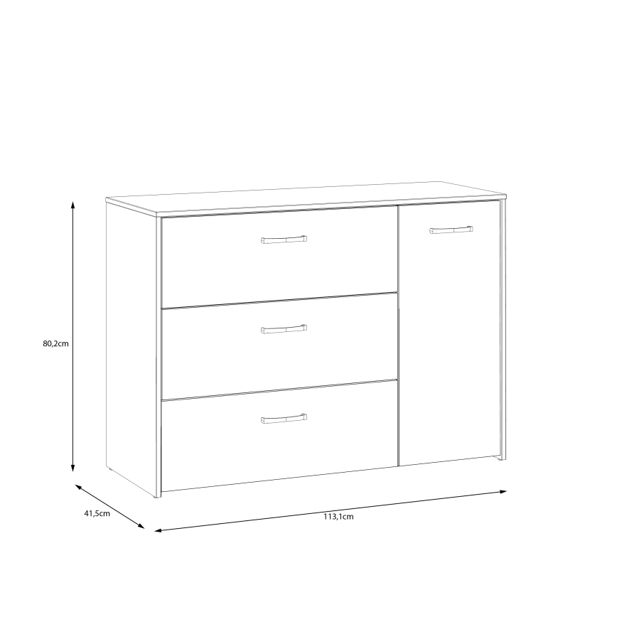 Fiókos komód URO artisan tölgy/ fehér