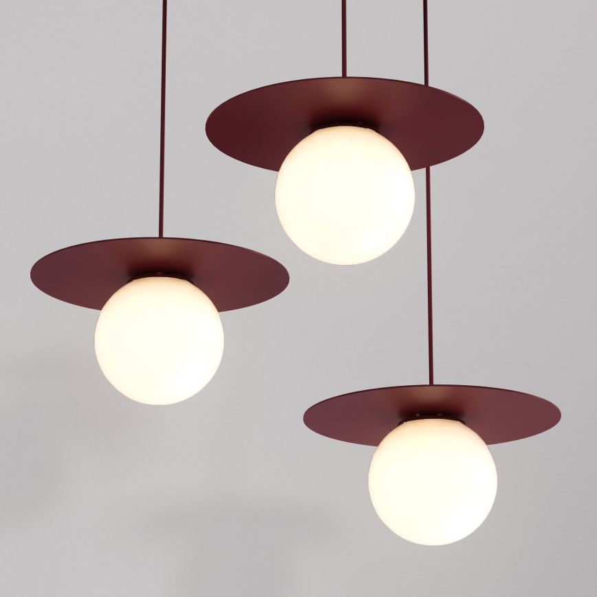 FLAT kábeles csillár 3xE27/15W/230V bordó