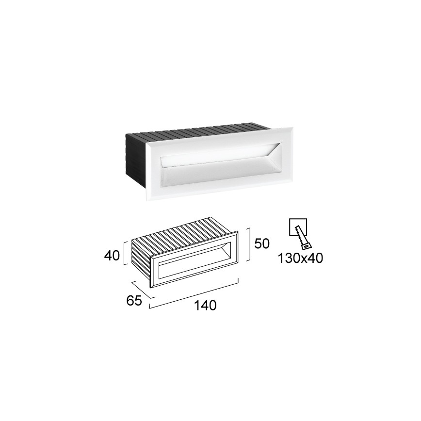 FLIK kültéri beépíthető LED lámpatest, 3 W, 230 V, IP65, fehér
