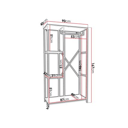 Folyosó fal CARLO 167x90 cm fekete/barna