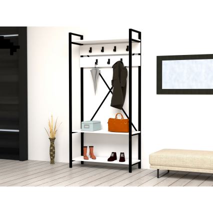 Folyosó fali tartó ALFA 180x90 cm fehér/fekete