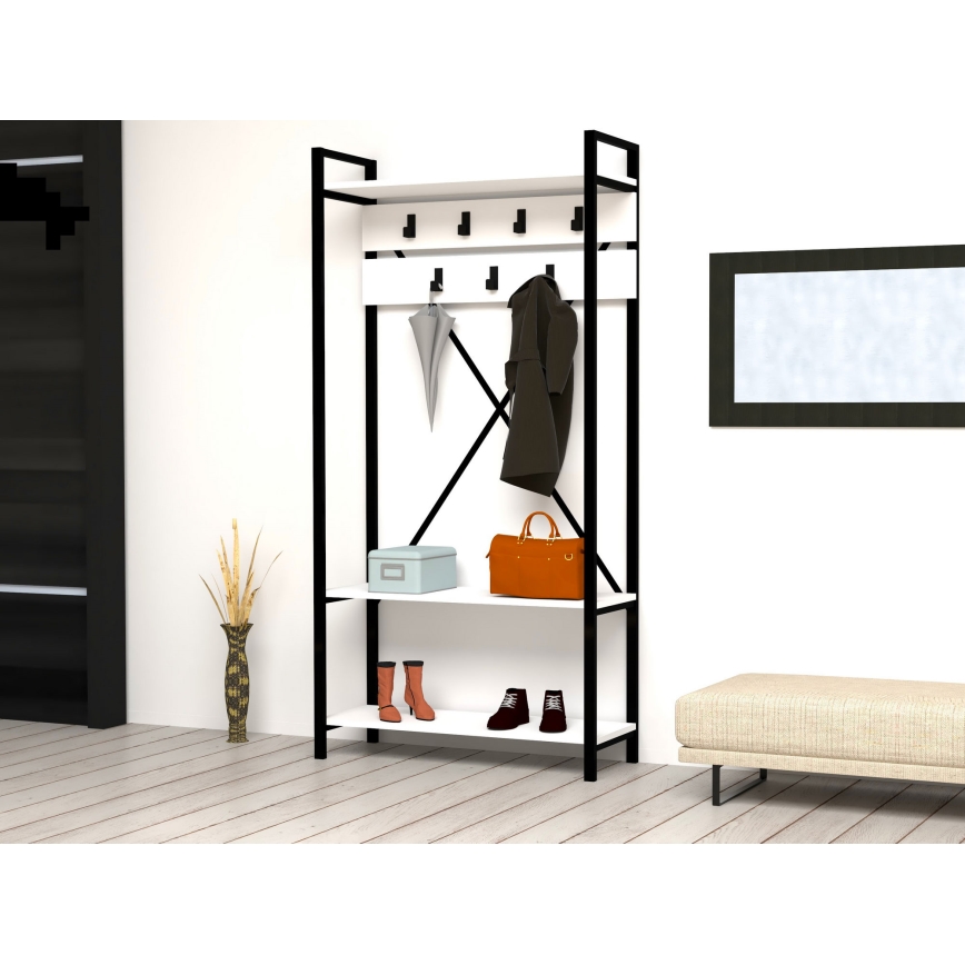 Folyosó fali tartó ALFA 180x90 cm fehér/fekete