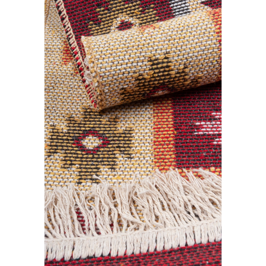 Fordítható orientális KILIM szőnyeg 80x150 cm piros/bézs
