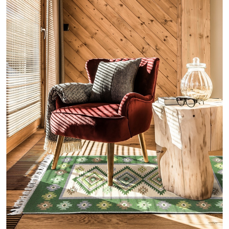 Fordítható orientális szőnyeg KILIM 80x150 cm zöld/bézs