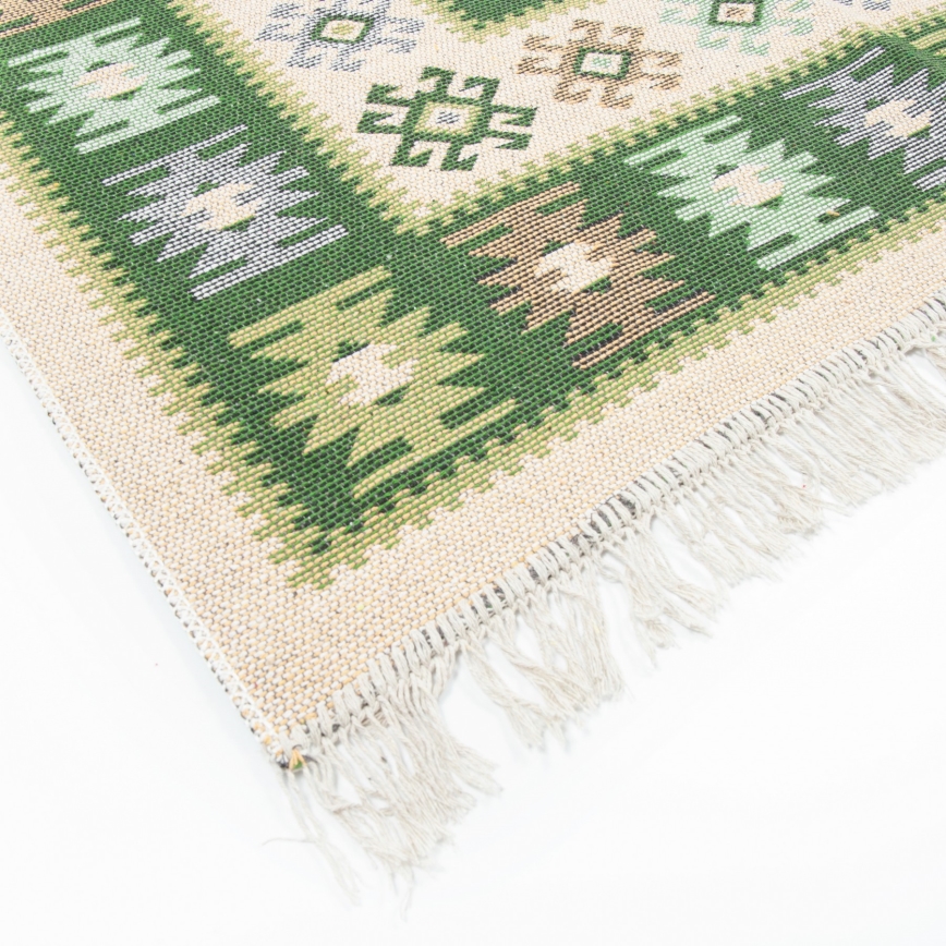 Fordítható orientális szőnyeg KILIM 80x150 cm zöld/bézs