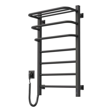 FORTIS elektromos törölközőszárító termosztáttal 155W 80x48 cm, fekete, bal oldali
