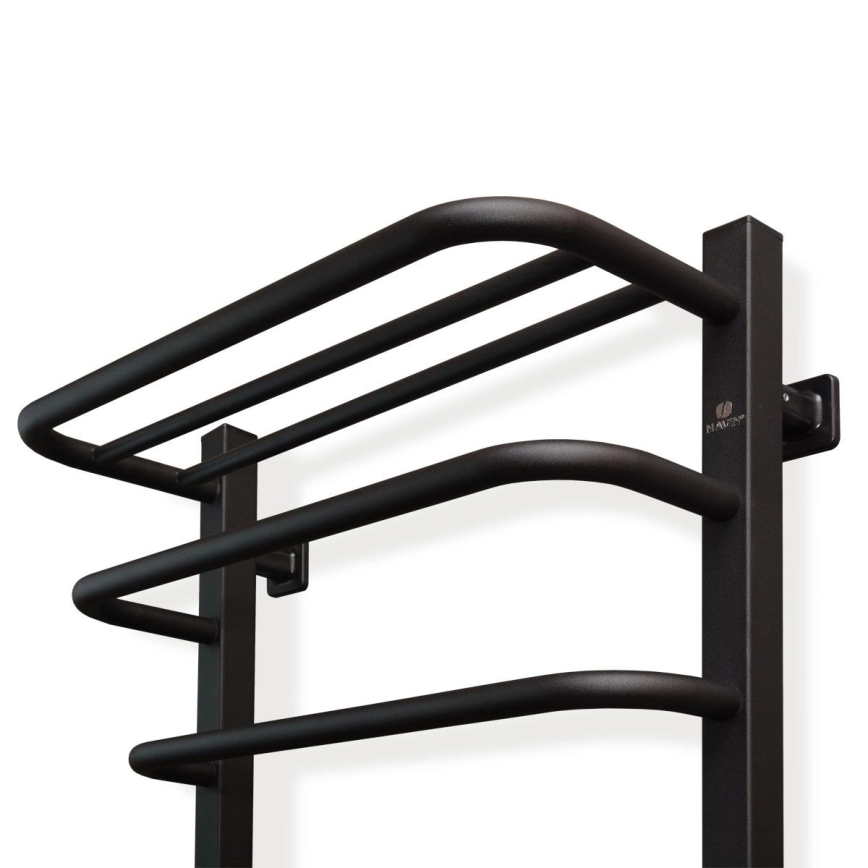 FORTIS elektromos törölközőszárító termosztáttal 155W 80x48 cm, fekete, bal oldali