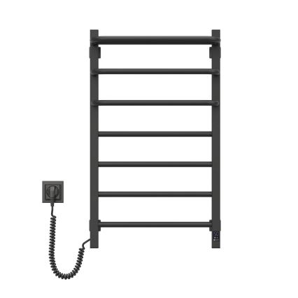 FORTIS elektromos törölközőszárító termosztáttal 155W 80x48 cm, fekete, bal oldali