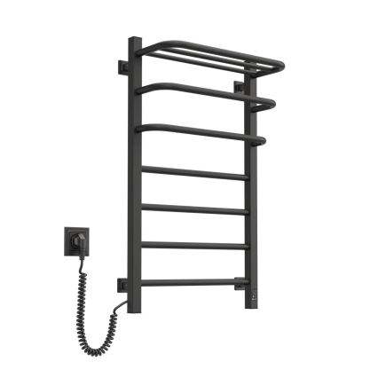 FORTIS elektromos törölközőszárító termosztáttal 155W 80x48 cm, fekete, bal oldali