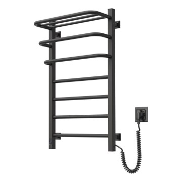 FORTIS elektromos törölközőszárító termosztáttal 155W, 80x48 cm, fekete, jobb oldali kivitel