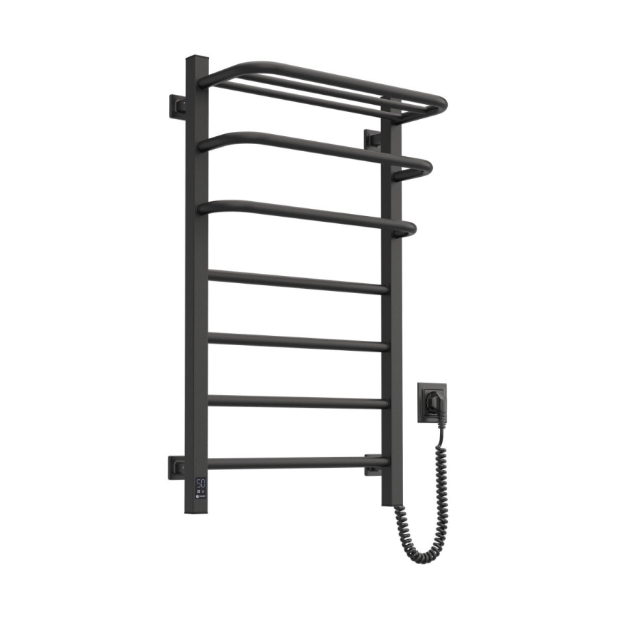 FORTIS elektromos törölközőszárító termosztáttal 155W, 80x48 cm, fekete, jobb oldali kivitel