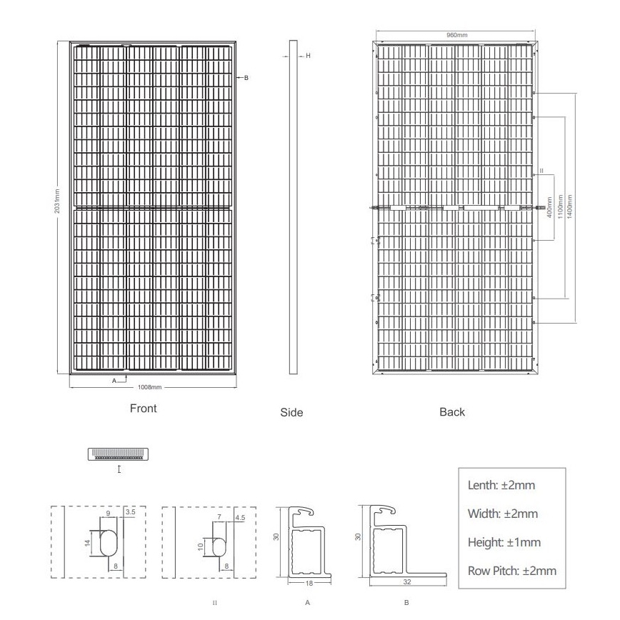 Fotovoltaikus napelem JINKO 405Wp IP67 bifaciális - raklap 27db