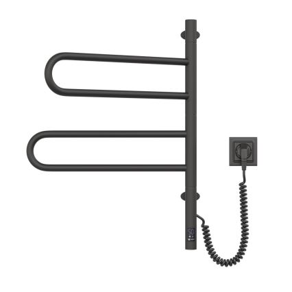 FOUETTE 60W elektromos, forgatható törölközőszárító termosztáttal, 65x49 cm, fekete