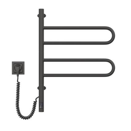 FOUETTE 60W elektromos, forgatható törölközőszárító termosztáttal, 65x49 cm, fekete