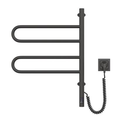 FOUETTE 60W elektromos, forgatható törölközőszárító termosztáttal, 65x49 cm, fekete