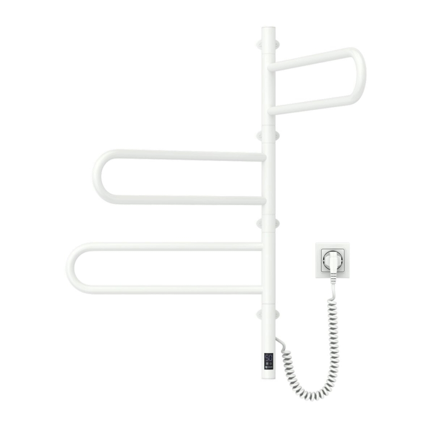 FOUETTE elektromos, forgatható törölközőszárító termosztáttal, 120 W, 80x49 cm, fehér