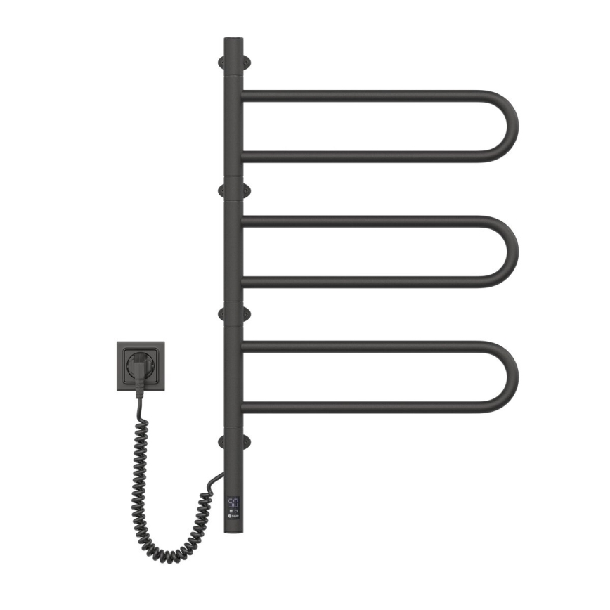 FOUETTE elektromos forgatható törölközőszárító termosztáttal 120W 80x49 cm fekete