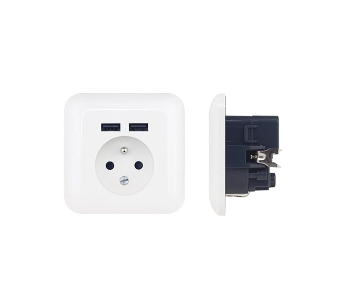 Francia típusú fali dugalj USB