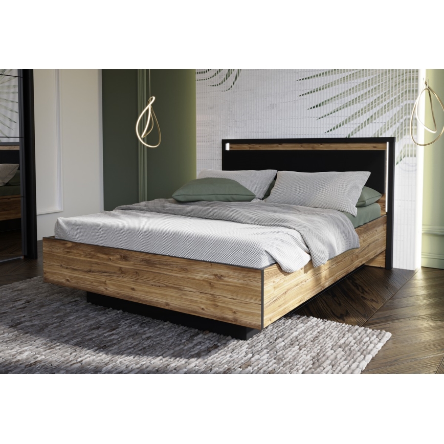 Franciaágy tárolóval OREN 140x200 cm barna/fekete