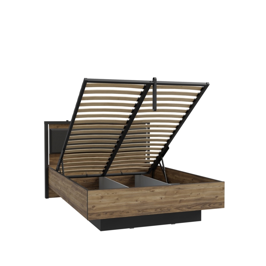 Franciaágy tárolóval OREN 140x200 cm barna/fekete