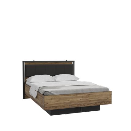 Franciaágy tárolóval OREN 140x200 cm barna/fekete