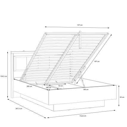 Franciaágy tárolóval OREN 140x200 cm barna/fekete