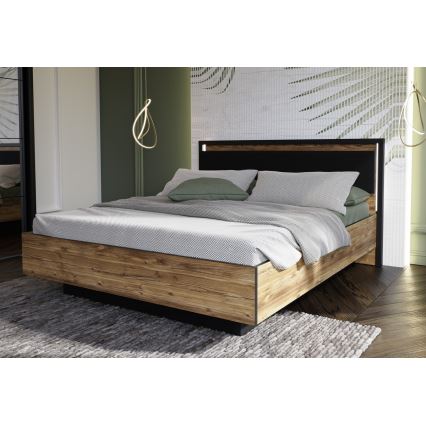 Franciaágy tárolóval OREN 160x200 cm barna/fekete