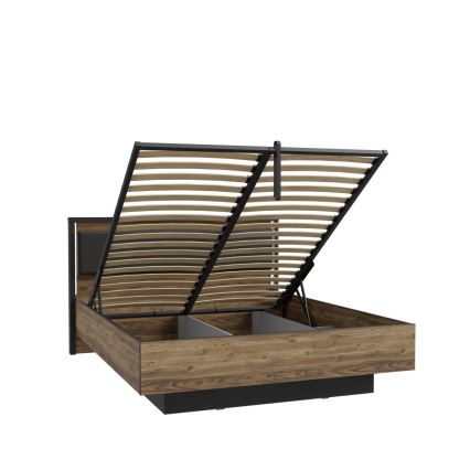 Franciaágy tárolóval OREN 160x200 cm barna/fekete