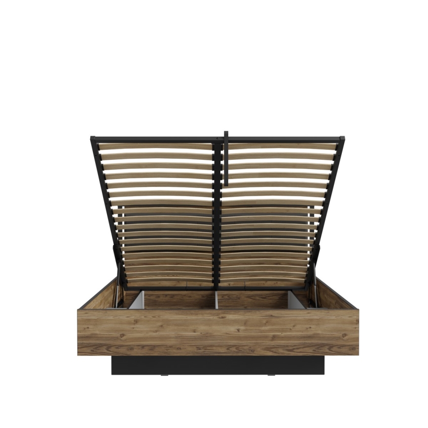 Franciaágy tárolóval OREN 160x200 cm barna/fekete