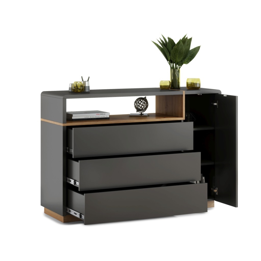 Fiókos komód FRED antracit/artizán tölgy