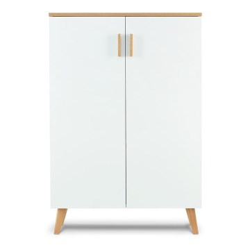 FRISK komód 117x80 cm fehér/natúr tölgy