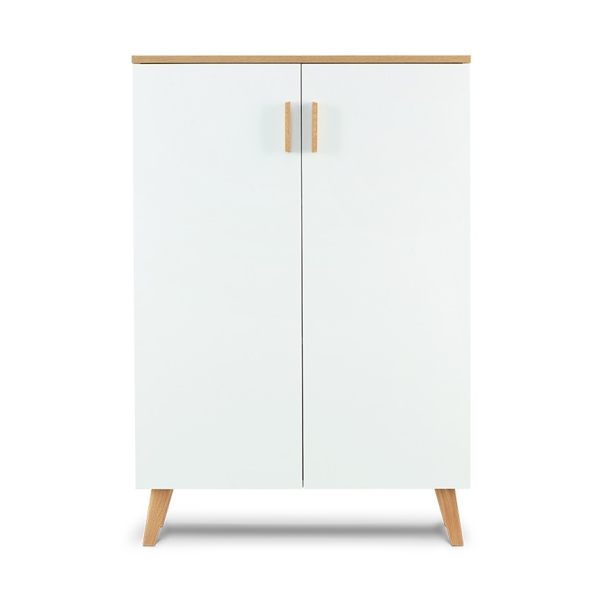 FRISK komód 117x80 cm fehér/natúr tölgy