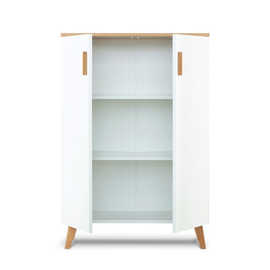 FRISK komód 117x80 cm fehér/natúr tölgy