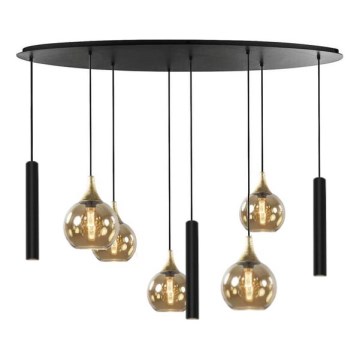 Függeszték CALYPSO 3xGU10/60W/230V + 5xE27/60W fekete/arany színben