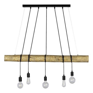 Függeszték TRABO 5xE27/60W/230V fenyő kötéllel
